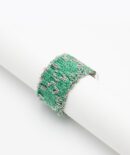 Anello ROMBO in Argento 925 Rodiato. Tessuto: Seta Smeraldo