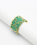 Anello ROMBO in Argento 925 bagno oro Giallo 18Kt. Tessuto: Seta Smeraldo