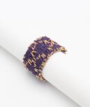 Anello ROMBO in Argento 925 bagno oro Giallo 18Kt. Tessuto: Seta Viola
