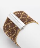 Bracciale ROMBO in Argento 925 bagno oro Giallo 18Kt. Tessuto: Seta Marrone