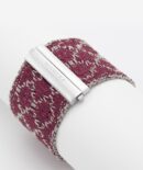 Bracciale ROMBO in Argento 925 Rodiato. Tessuto: Seta Bordeaux