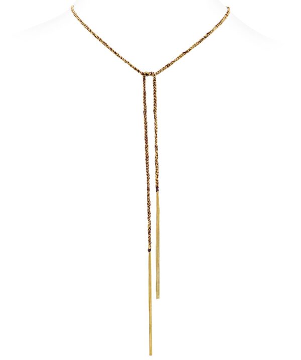 Collana TWIST in Argento 925 bagno oro Giallo 18Kt. Tessuto: Seta Bordeaux
