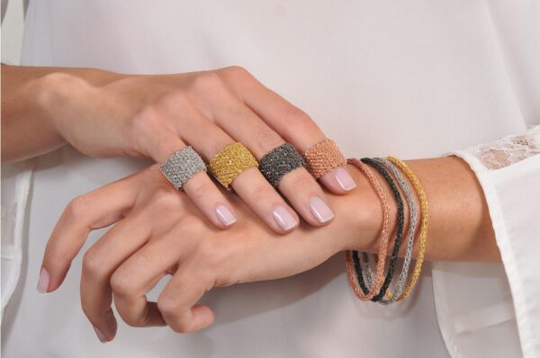 Anello MESH in Argento 925 bagno oro Giallo 18 Kt.