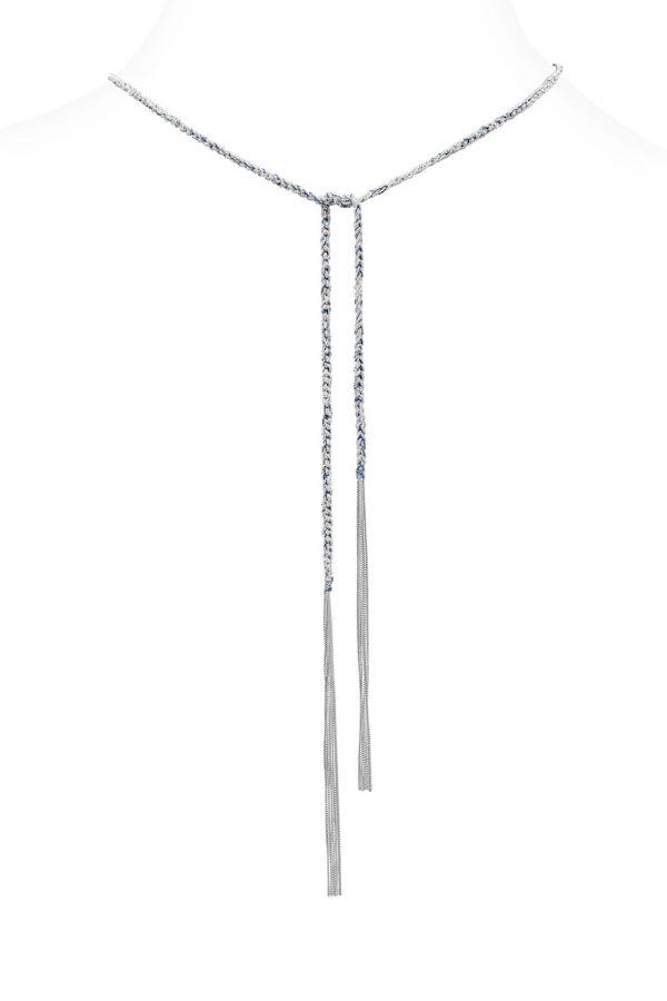 Collana TWIST in Argento 925 Rodiato. Tessuto: Seta Jeans