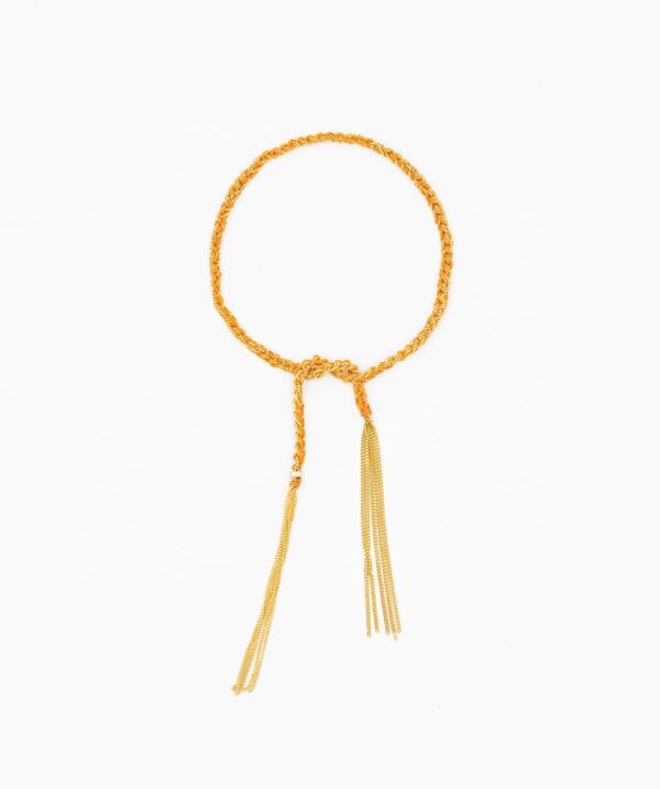 Bracciale TWIST in Argento 925 bagno oro Giallo 18Kt. Tessuto: Seta Arancio