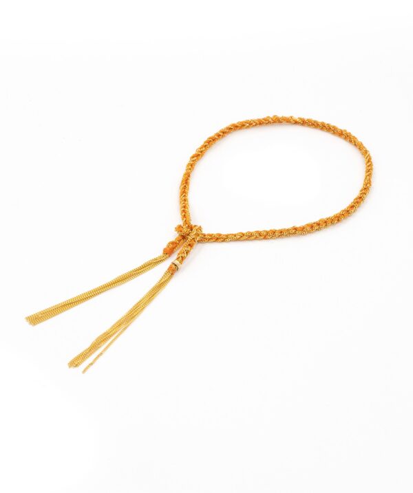 Bracciale TWIST in Argento 925 bagno oro Giallo 18Kt. Tessuto: Seta Arancio