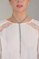 Collana TWIST in Argento 925 Rodiato. Tessuto: Seta Smeraldo