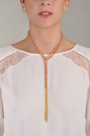 Collana TWIST in Argento 925 bagno oro Giallo 18Kt. Tessuto: Seta Rossa