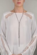 Collana TWIST in Argento 925 Rodiato. Tessuto: Seta Nera