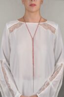 Collana TWIST in Argento 925 Rodiato. Tessuto: Seta Rossa