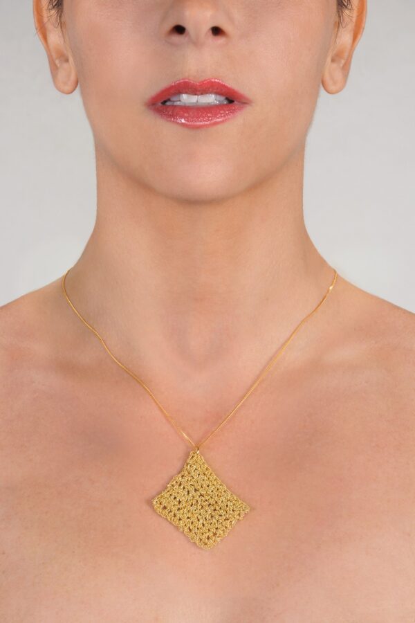 Collana CIONDOLO ROMBO in Argento 925 bagno oro Giallo 18Kt.