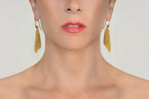 Orecchini ROMBI in Argento 925 bagno oro Giallo 18Kt.