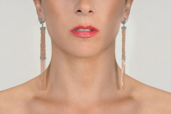 Orecchini BRUT in Argento 925 bagno oro Rosa 14Kt.