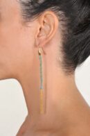 Orecchini TWIST in Argento 925 bagno oro Giallo 18Kt. Tessuto: Seta Turchese