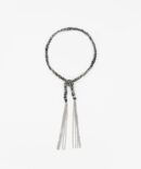 Bracciale TWIST in Argento 925 Rodiato. Tessuto: Seta Nera