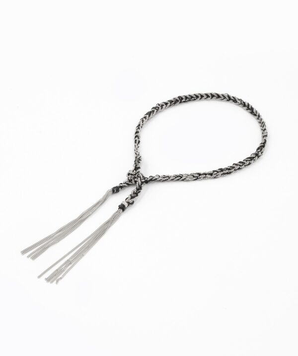 Bracciale TWIST in Argento 925 Rodiato. Tessuto: Seta Nera