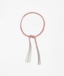 Bracciale TWIST in Argento 925 Rodiato. Tessuto: Seta Rosa