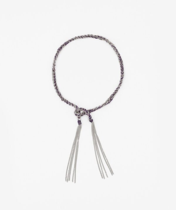 Bracciale TWIST in Argento 925 Rodiato. Tessuto: Seta Viola