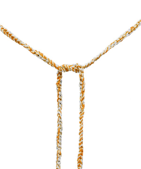 Collana TWIST in Argento 925 Rodiato. Tessuto: Seta Arancio