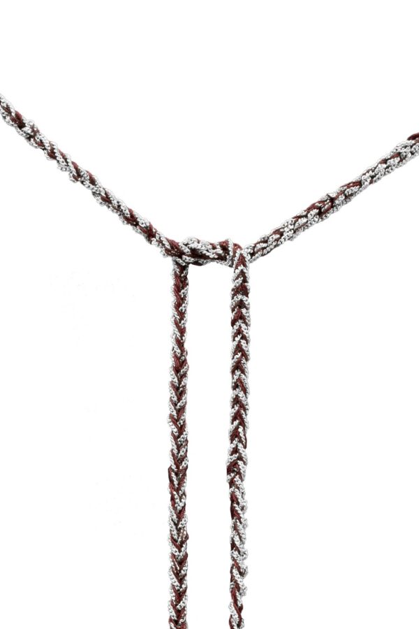 Collana TWIST in Argento 925 Rodiato. Tessuto: Seta Bordeaux