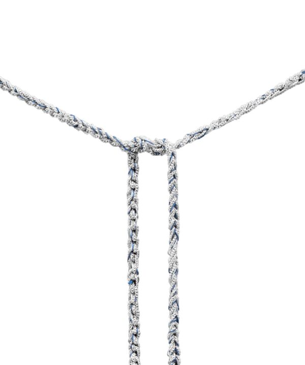 Collana TWIST in Argento 925 Rodiato. Tessuto: Seta Jeans