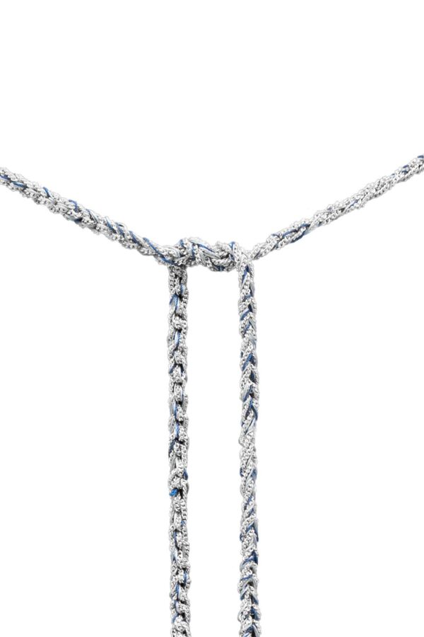 Collana TWIST in Argento 925 Rodiato. Tessuto: Seta Jeans