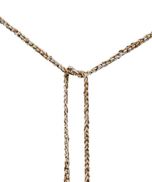 Collana TWIST in Argento 925 Rodiato. Tessuto: Seta Marrone
