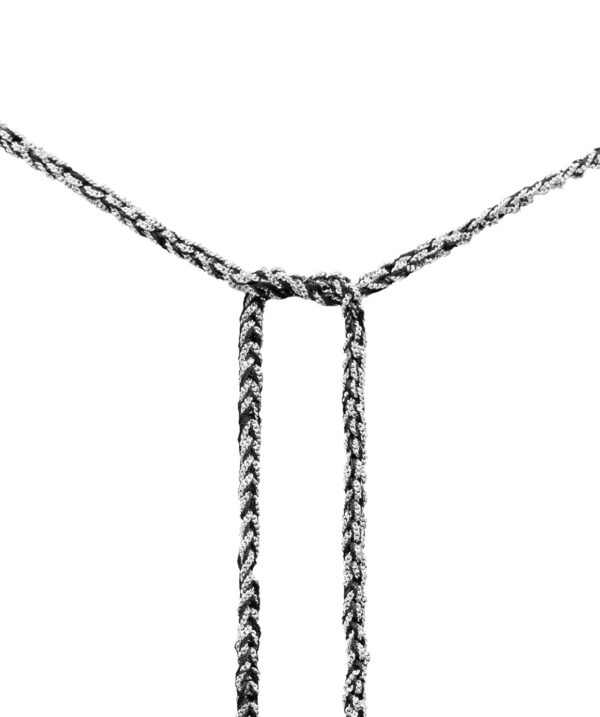 Collana TWIST in Argento 925 Rodiato. Tessuto: Seta Nera