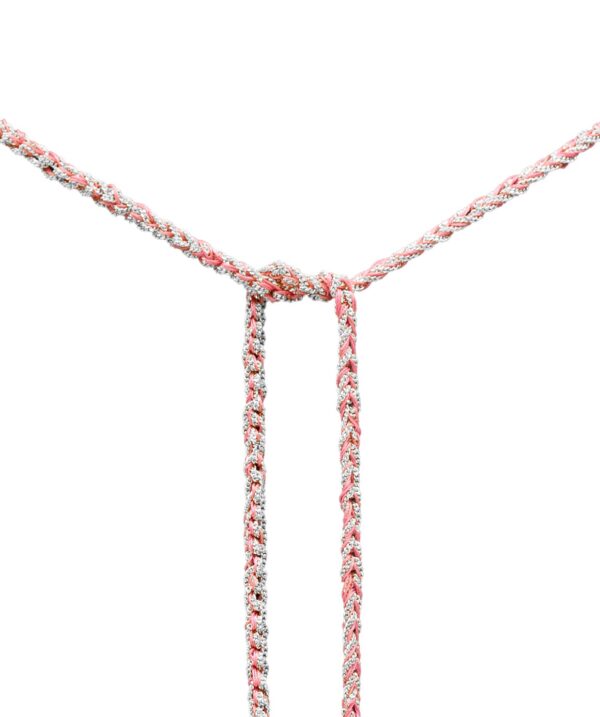 Collana TWIST in Argento 925 Rodiato. Tessuto: Seta Rosa