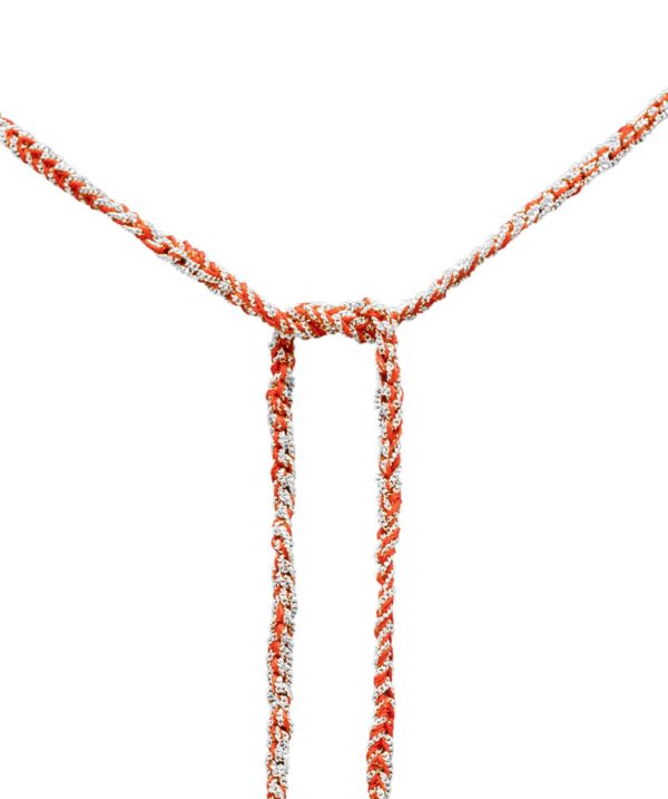 Collana TWIST in Argento 925 Rodiato. Tessuto: Seta Rossa