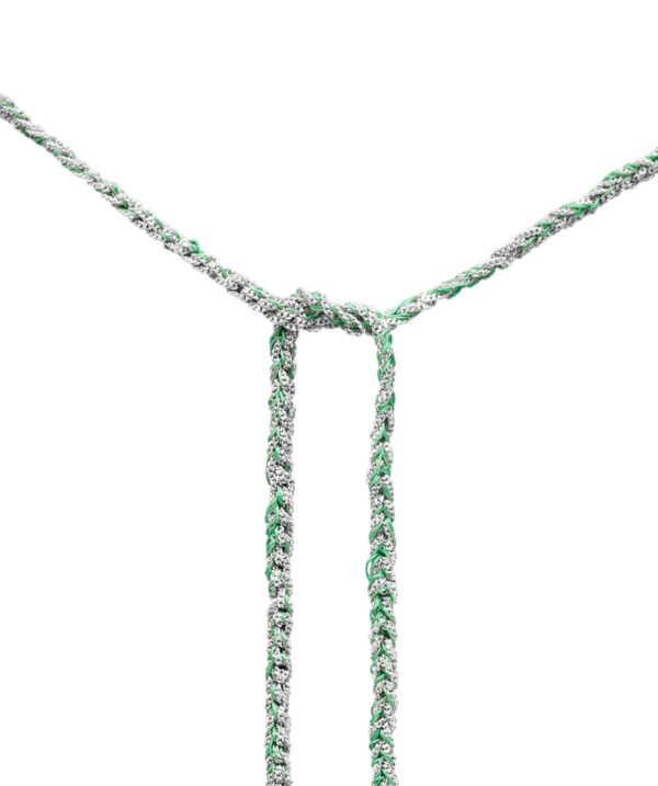 Collana TWIST in Argento 925 Rodiato. Tessuto: Seta Smeraldo