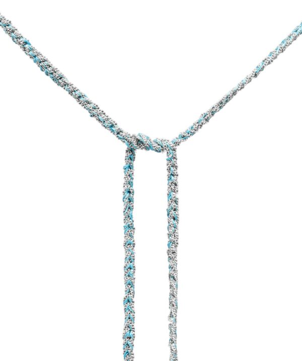 Collana TWIST in Argento 925 Rodiato. Tessuto: Seta Turchese
