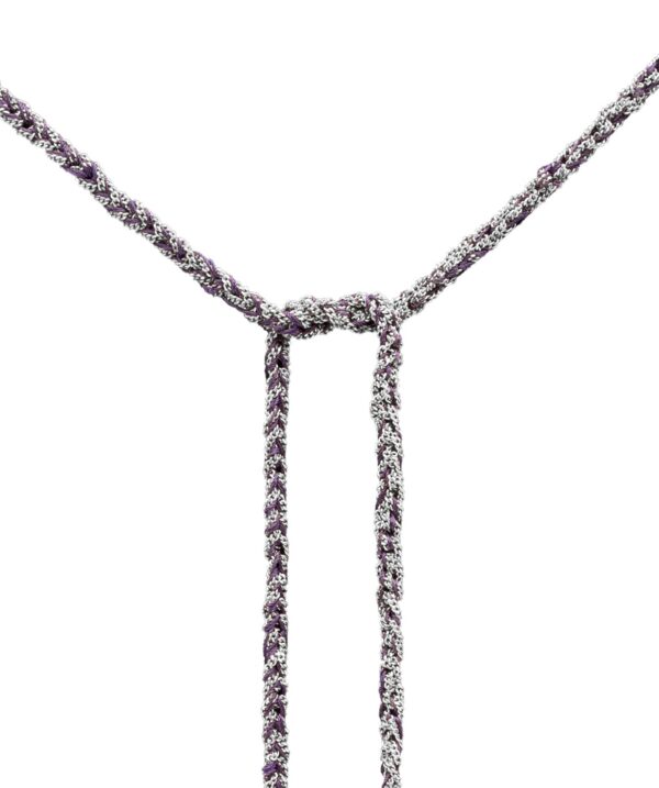 Collana TWIST in Argento 925 Rodiato. Tessuto: Seta Viola