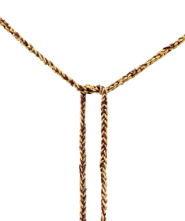 Collana TWIST in Argento 925 bagno oro Giallo 18Kt. Tessuto: Seta Bordeaux