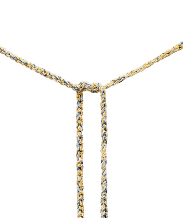 Collana TWIST in Argento 925 bagno oro Giallo 18Kt. Tessuto: Seta Jeans