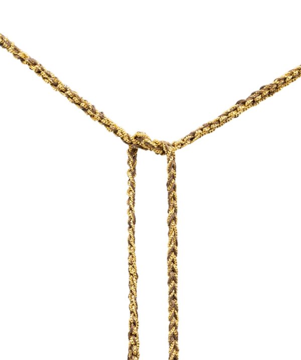 Collana TWIST in Argento 925 bagno oro Giallo 18Kt. Tessuto: Seta Marrone
