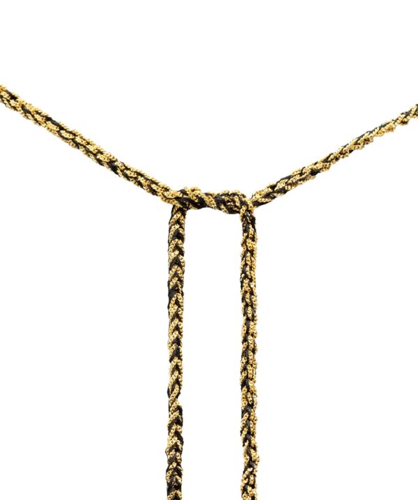 Collana TWIST in Argento 925 bagno oro Giallo 18Kt. Tessuto: Seta Nera