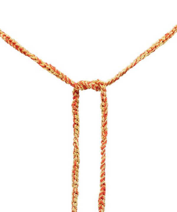 Collana TWIST in Argento 925 bagno oro Giallo 18Kt. Tessuto: Seta Rossa