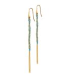 Orecchini TWIST in Argento 925 bagno oro Giallo 18Kt. Tessuto: Seta Turchese