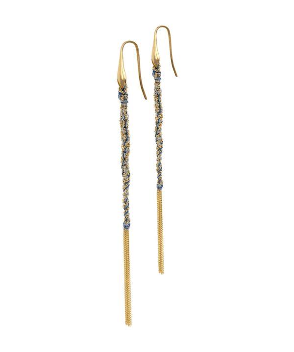 Orecchini TWIST in Argento 925 bagno oro Giallo 18Kt. Tessuto: Seta Jeans