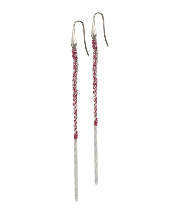 Orecchini TWIST in Argento 925 Rodiato. Tessuto: Seta Bordeaux