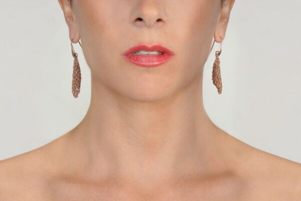 Orecchini ROMBI C. in Argento 925 bagno oro Rosa 14Kt.