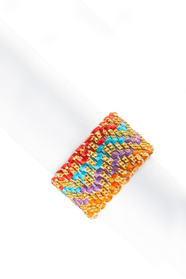 Anello ZIG ZAG in Argento 925 bagno oro Giallo 18Kt. Tessuto: Seta Toni di Estate