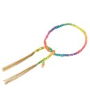 Bracciale TWIST in Argento 925 bagno oro Giallo 18Kt. Tessuto: Seta Multicolor Fluo